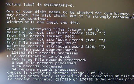 チェックディスク、走った