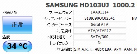 HD103UJ 健康状態 HD103UJ 健康状態